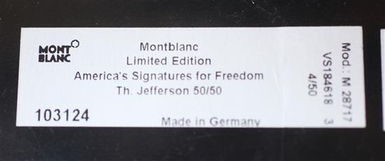 A Montblanc Thomas Jefferson limited edition America's Signatures for Freedom Series 50 fountain pen,